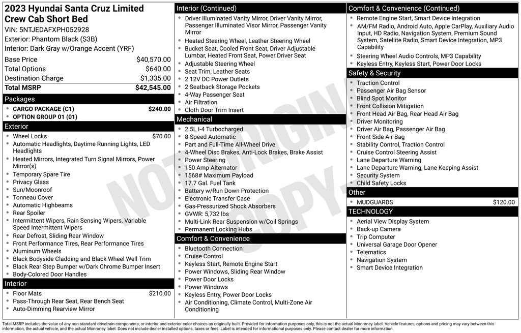 Used 2023 Hyundai Santa Cruz Limited w/ Cargo Package image 17