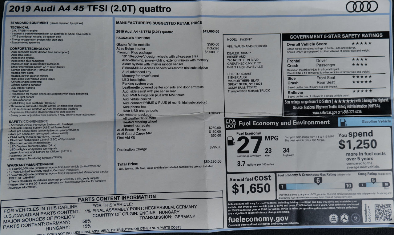 Used 2019 Audi A4 2.0T Premium Plus w/ Premium Plus Package image 34