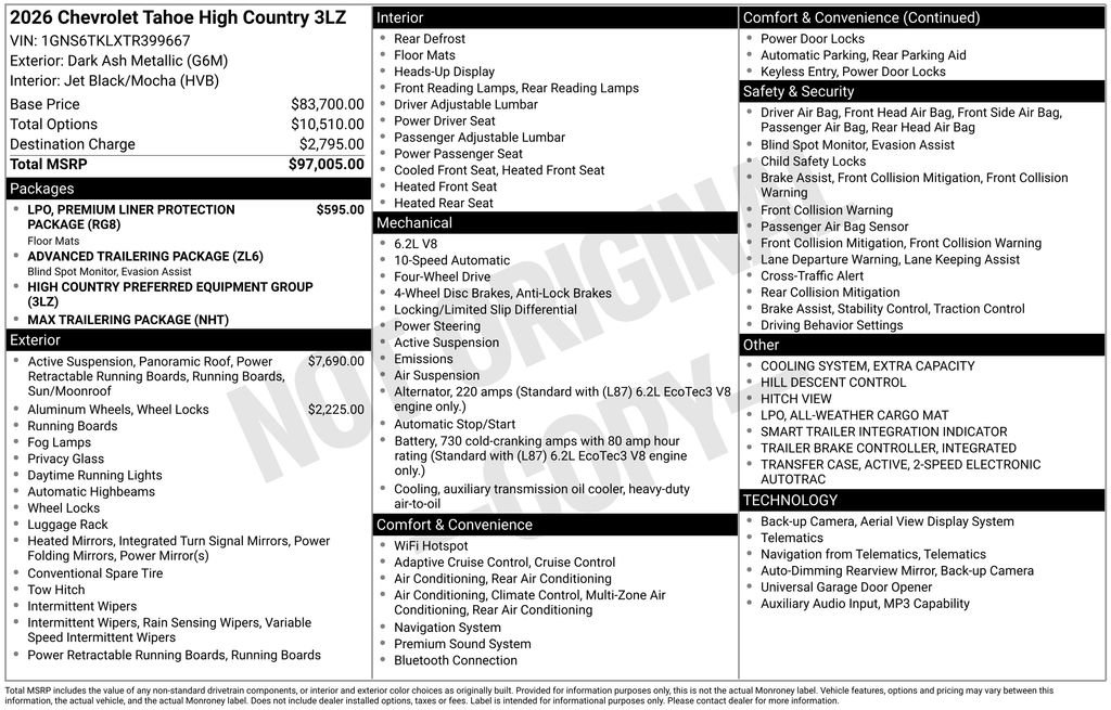 New 2026 Chevrolet Tahoe High Country AWD/4WD image 2