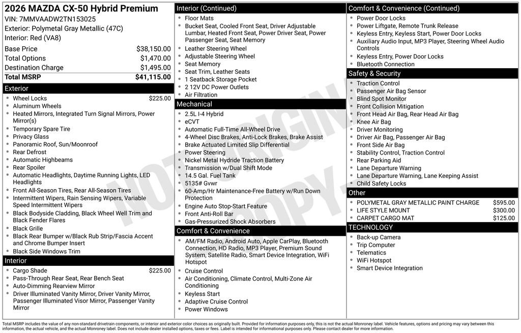 New 2026 MAZDA CX-50 AWD 2.5 Hybrid w/ Premium Pkg image 7