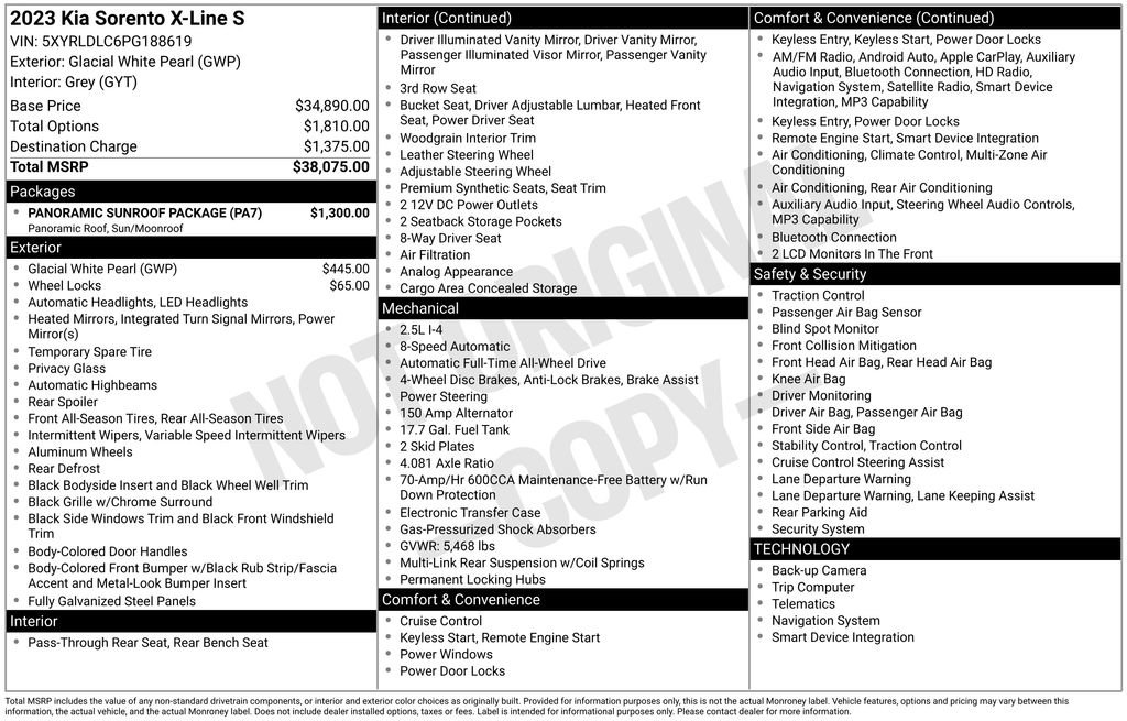 Used 2023 Kia Sorento S w/ Panoramic Sunroof Package image 11