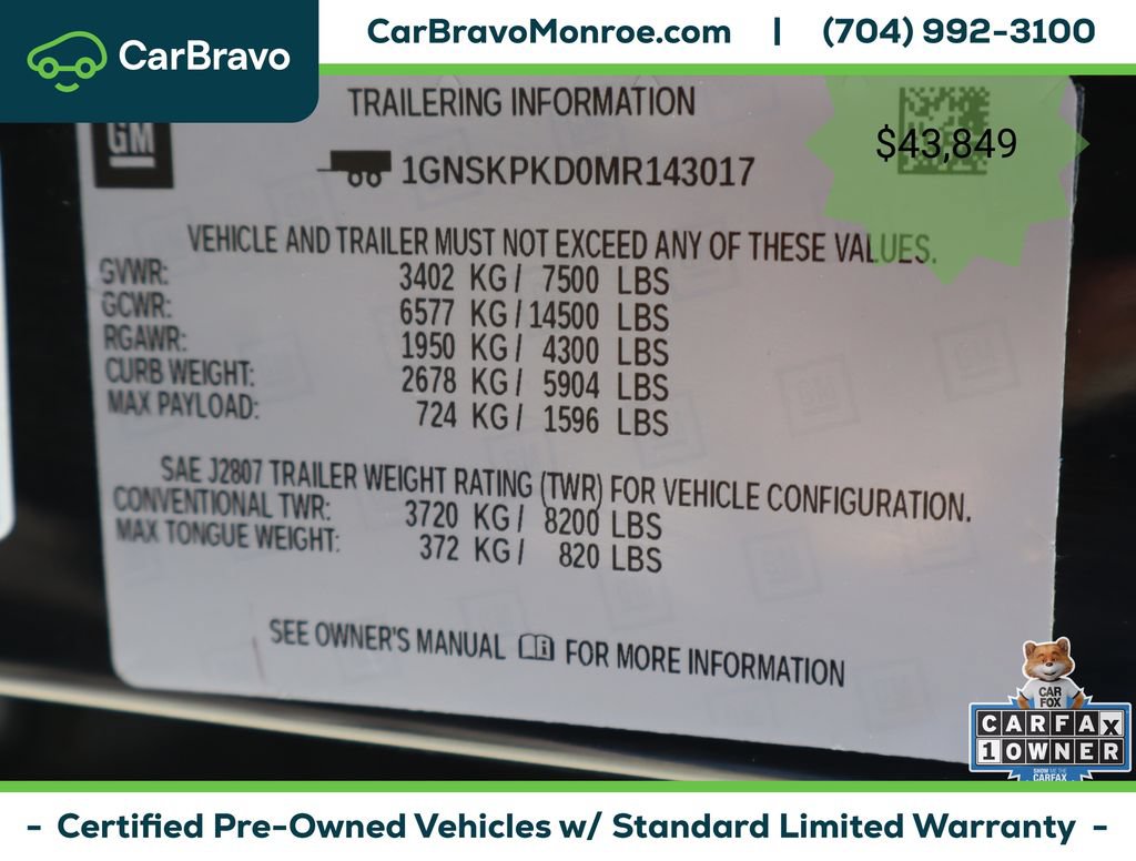Certified 2021 Chevrolet Tahoe Z71 w/ Z71 Signature Package AWD/4WD image 54