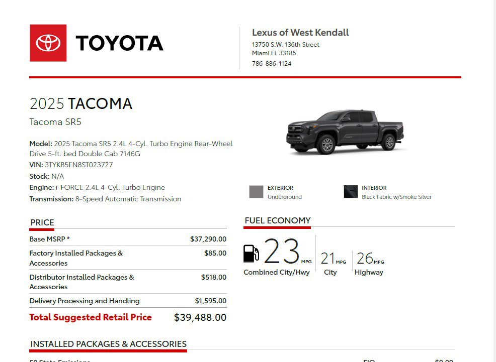 Used 2025 Toyota Tacoma SR5 image 6