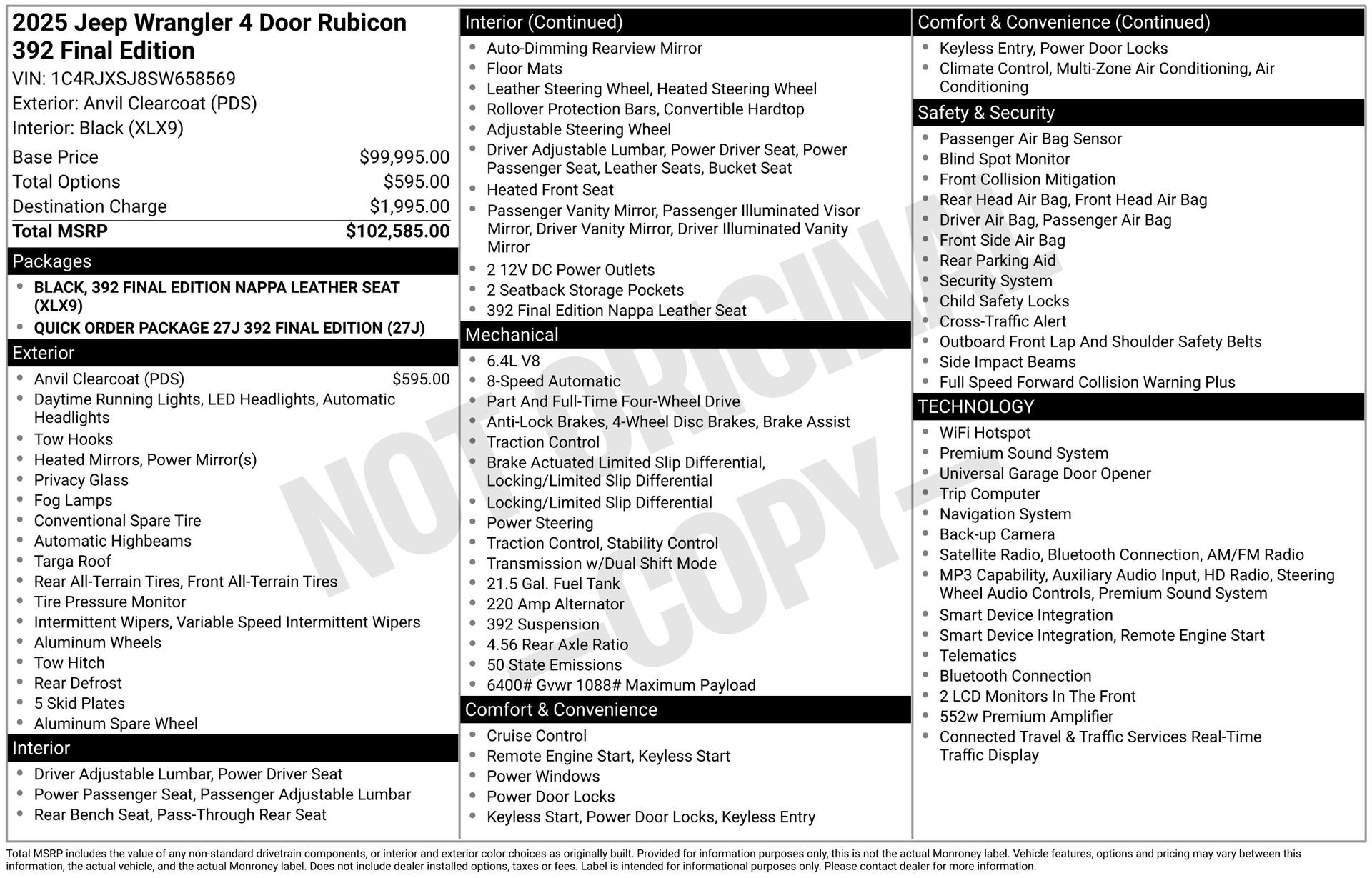 New 2025 Jeep Wrangler Unlimited Rubicon 392 AWD/4WD image 27