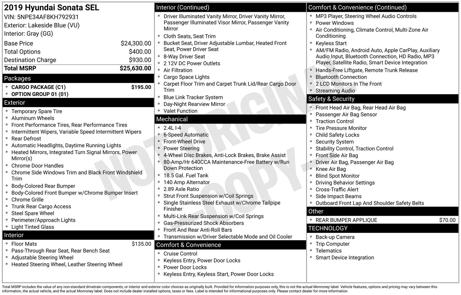 Used 2019 Hyundai Sonata SEL w/ Cargo Package image 53