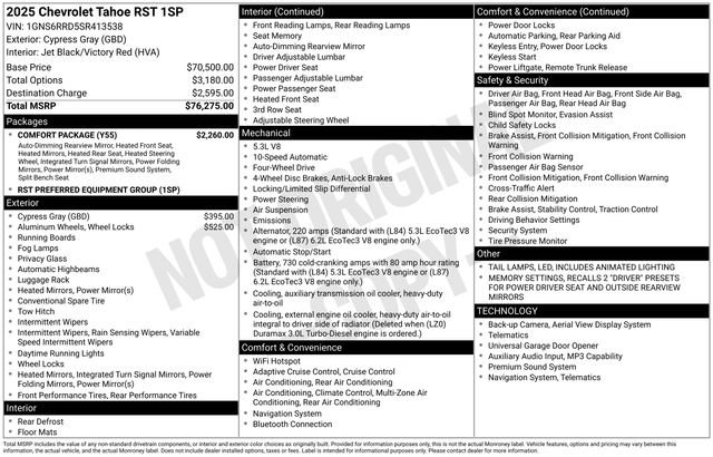 Used 2025 Chevrolet Tahoe RST w/ Comfort Package image 27