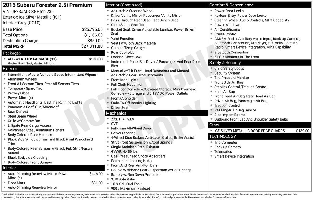 Used 2016 Subaru Forester 2.5i Premium w/ All-Weather Package image 6