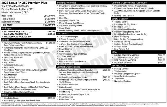 Used 2023 Lexus RX 350 Premium Plus w/ Accessory Package (Z1) image 29