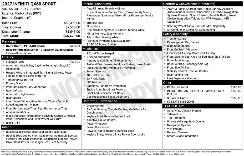 New 2027 INFINITI QX60 Sport w/ Dark Cargo Package AWD/4WD image 12