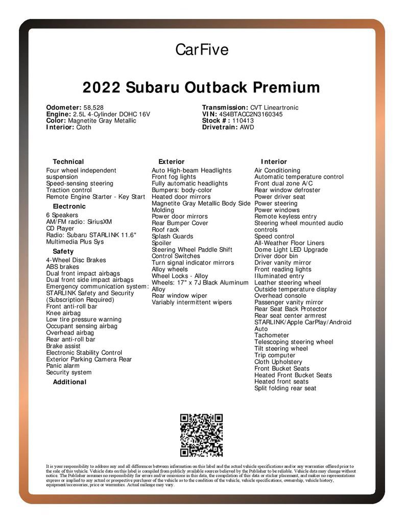 Used 2022 Subaru Outback Premium AWD/4WD image 30