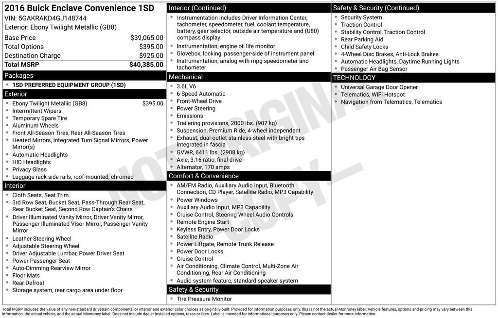 Used 2016 Buick Enclave Convenience FWD image 27