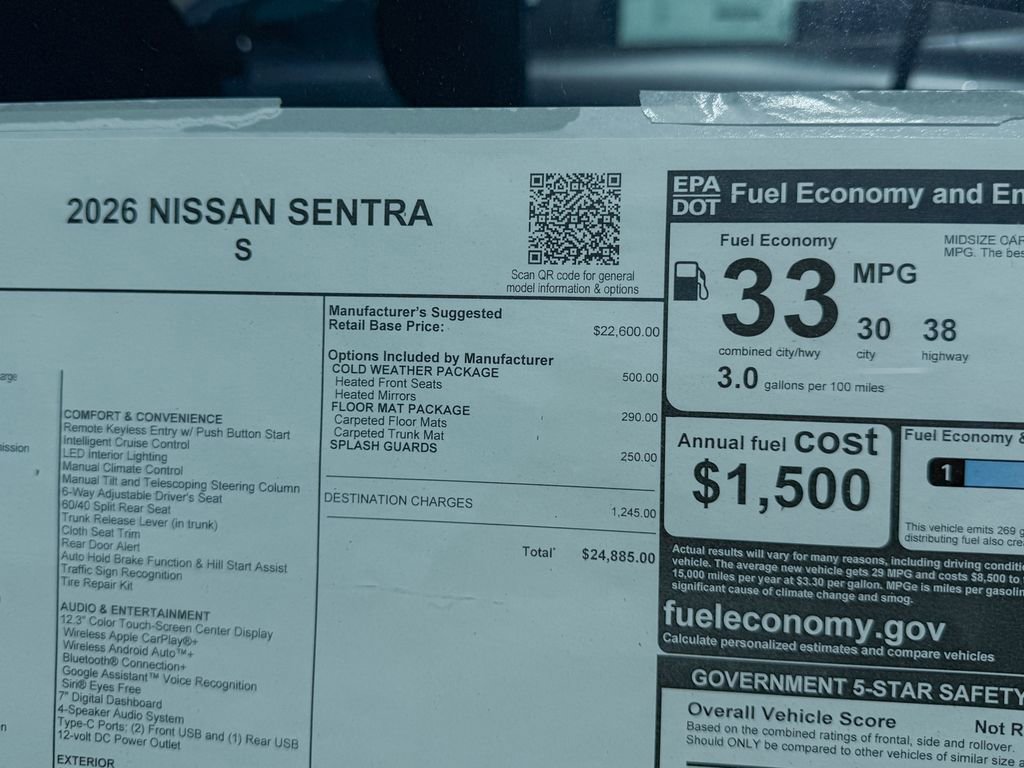New 2026 Nissan Sentra S w/ S Cold Weather Package FWD image 29