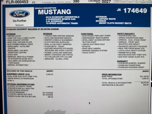 Used 2018 Ford Mustang Convertible w/ Equipment Group 101A image 20