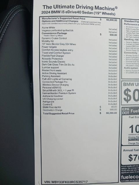 New 2024 BMW i5 eDrive40i w/ Convenience Package image 32