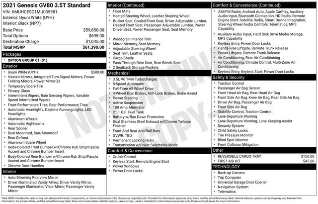 Used 2021 Genesis GV80 3.5T image 42