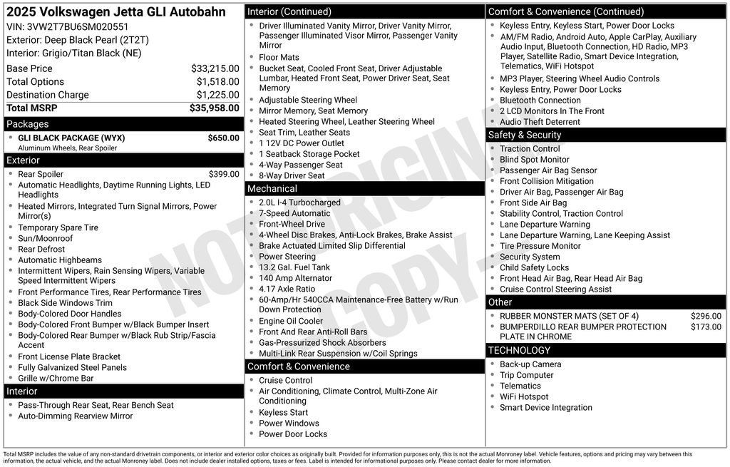 Used 2025 Volkswagen Jetta GLI Autobahn w/ GLI Black Package image 15