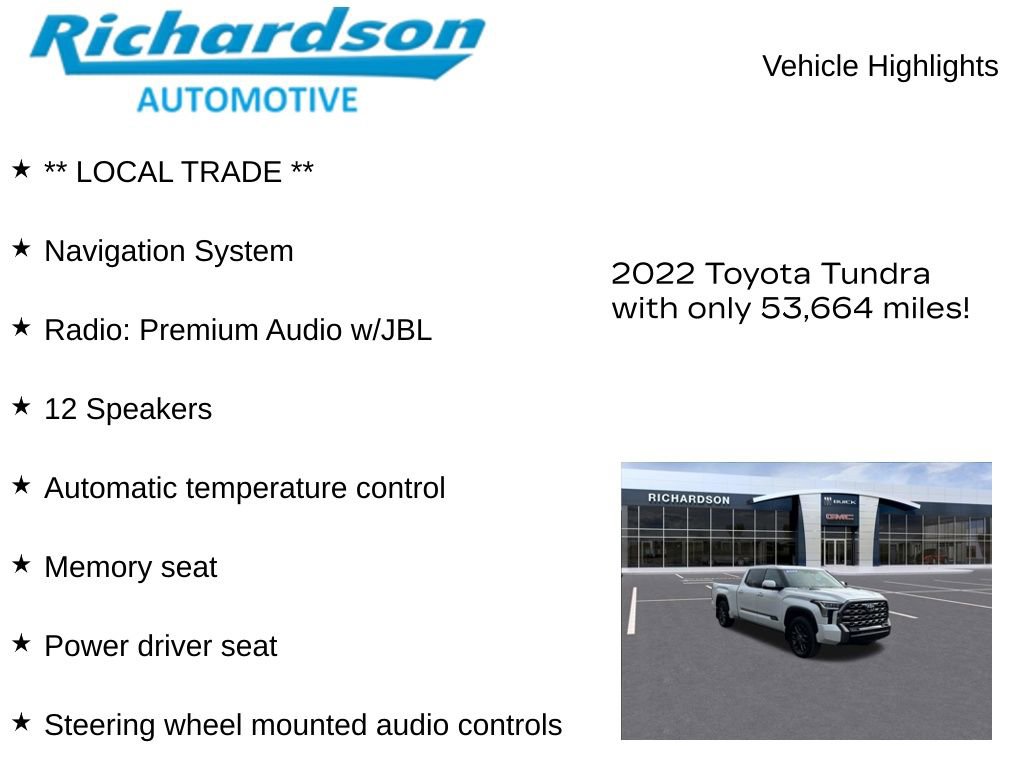 Used 2022 Toyota Tundra Platinum w/ Advanced Package AWD/4WD image 10