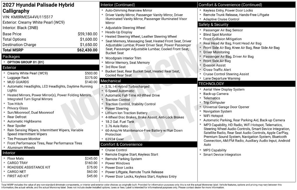 New 2027 Hyundai Palisade Calligraphy AWD/4WD image 4