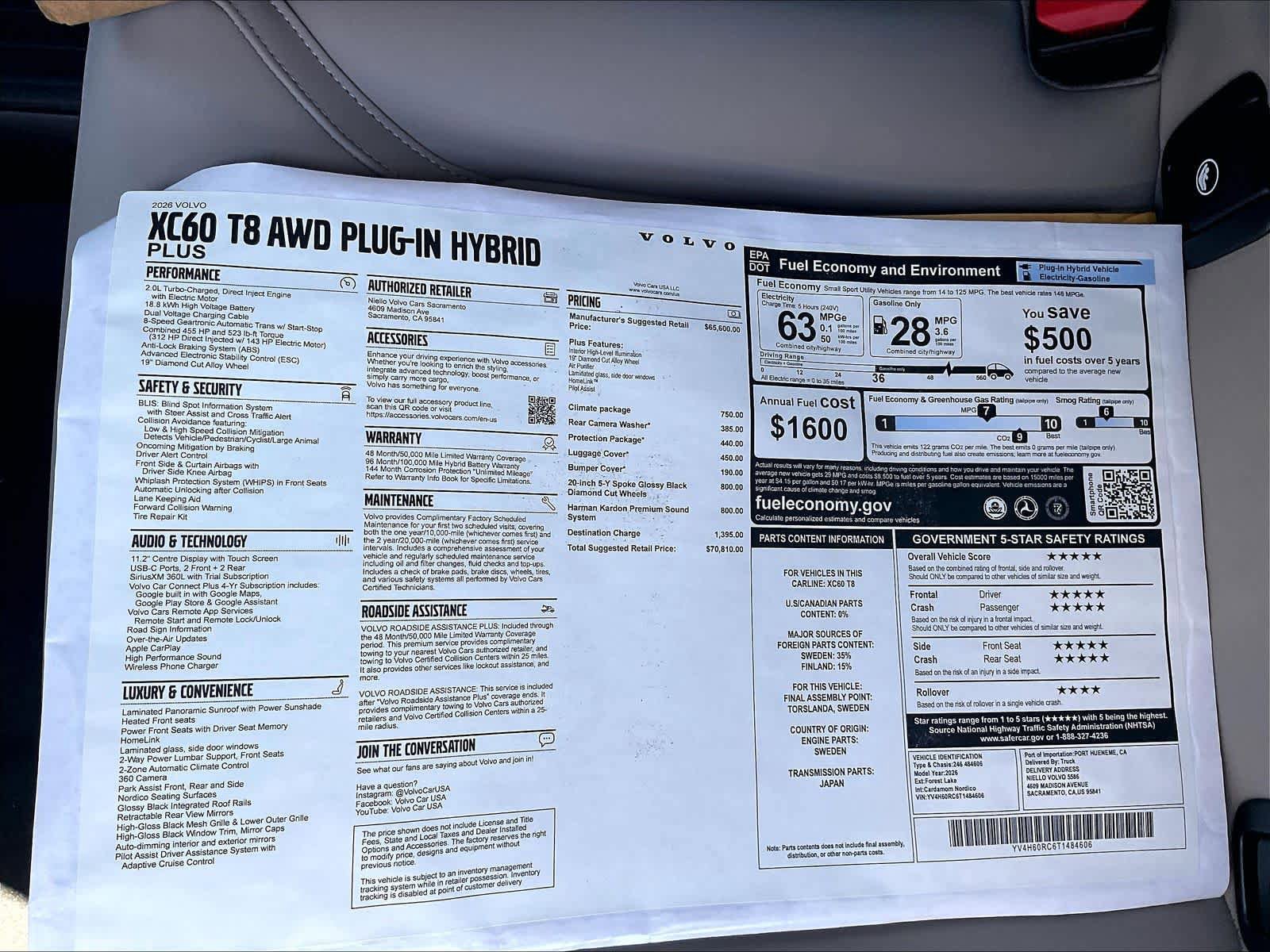 New 2026 Volvo XC60 T8 Plus w/ Climate Package AWD/4WD image 36