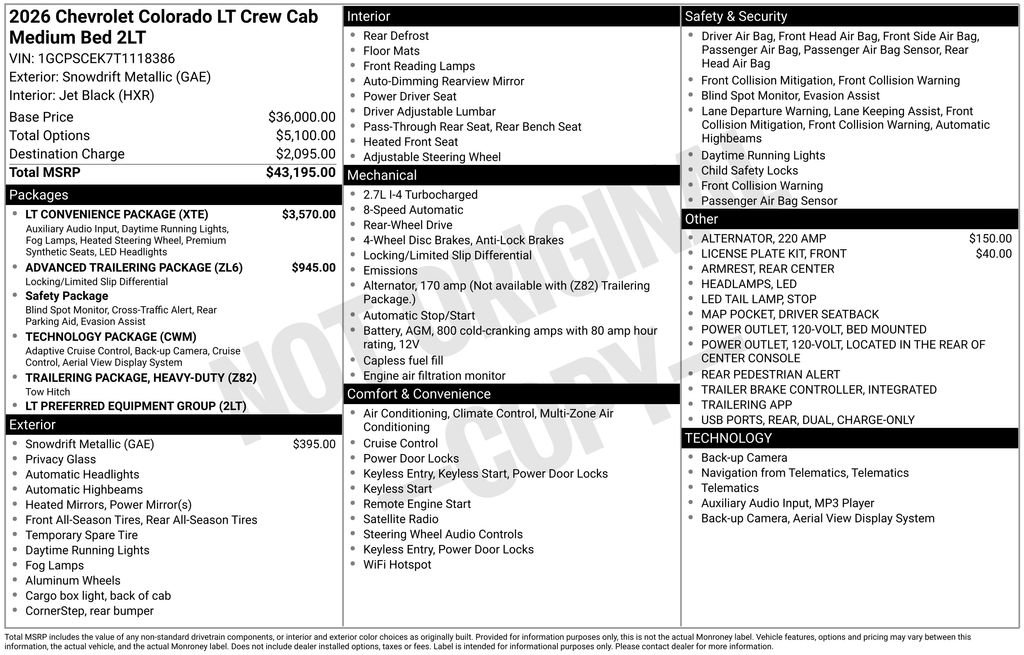 New 2026 Chevrolet Colorado LT w/ LT Convenience Package RWD image 8