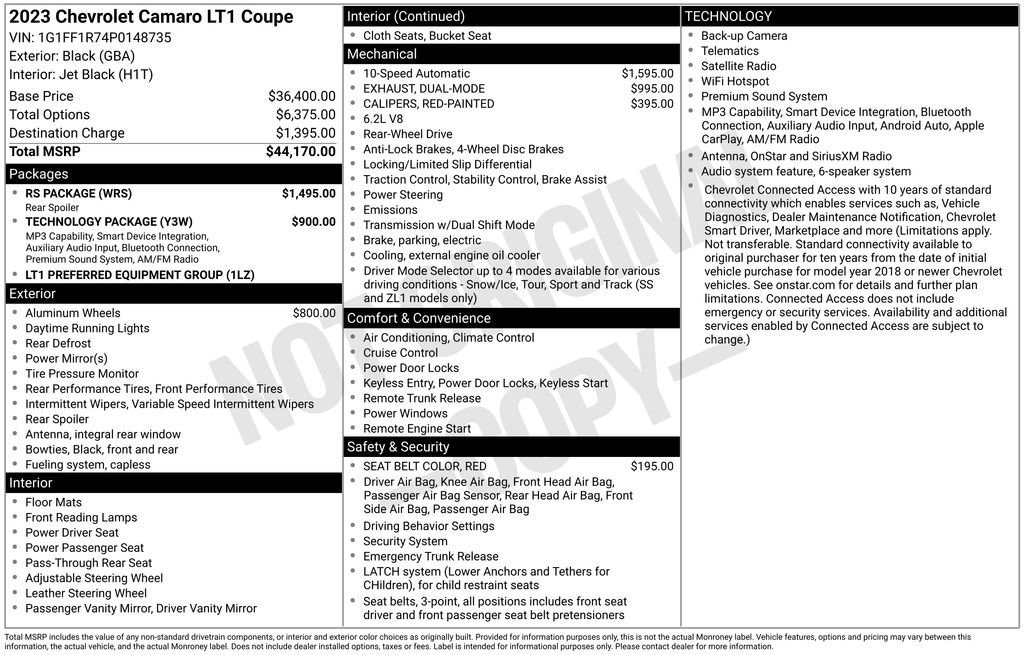 Certified 2023 Chevrolet Camaro LT w/ RS Package RWD image 3