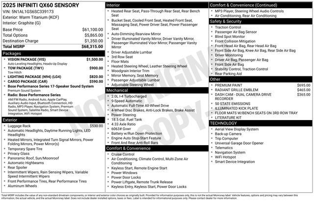 Used 2025 INFINITI QX60 Sensory w/ Vision Package image 6
