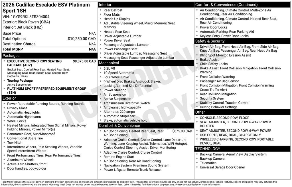Used 2026 Cadillac Escalade ESV Platinum Sport AWD/4WD image 24