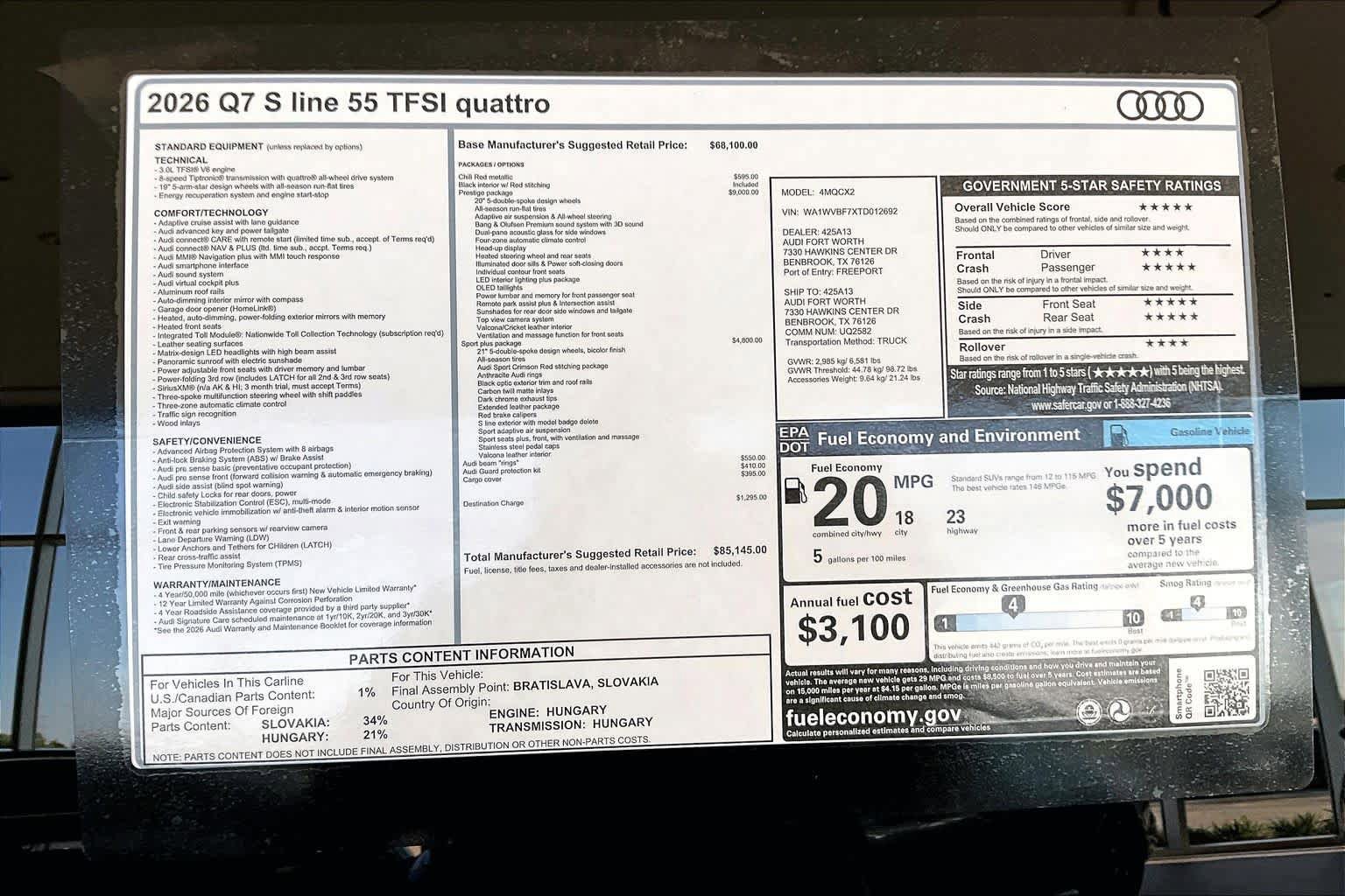 New 2026 Audi Q7 3.0T Prestige AWD/4WD image 16