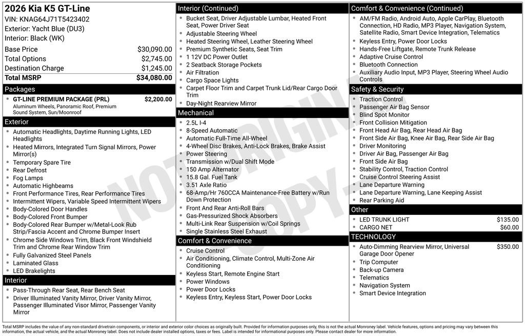 New 2026 Kia K5 GT-Line w/ GT-Line Premium Package AWD/4WD image 28