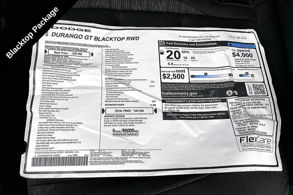 New 2026 Dodge Durango GT w/ Blacktop Package RWD image 13