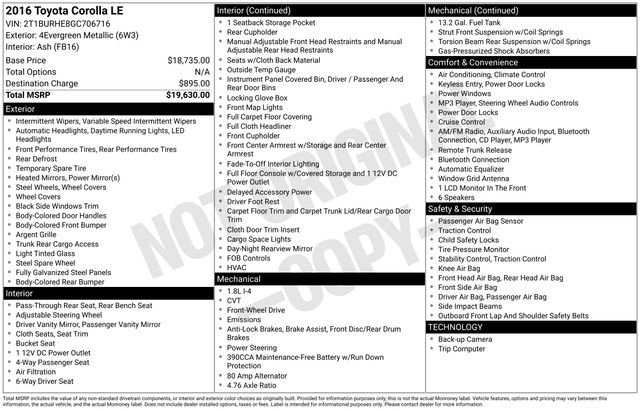 Used 2016 Toyota Corolla LE image 6