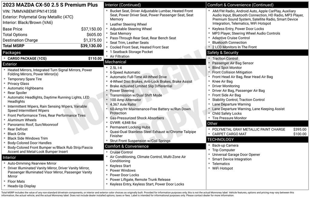 Used 2023 MAZDA CX-50 AWD 2.5 S w/ Cargo Package image 9