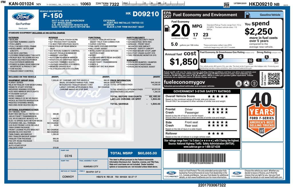 Used 2017 Ford F150 Lariat w/ Equipment Group 502A Luxury image 2