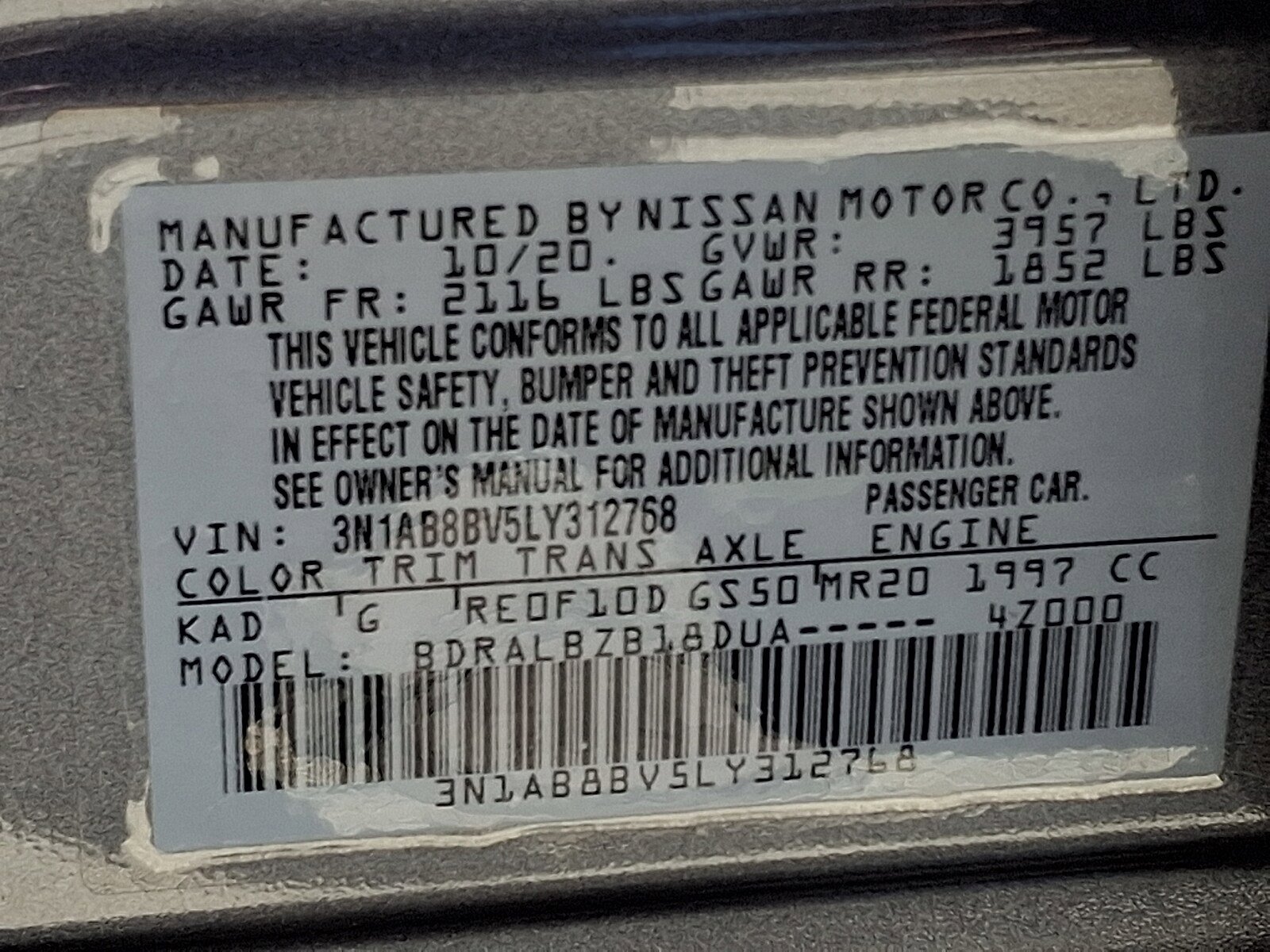Used 2020 Nissan Sentra S w/ Trunk Package FWD image 27