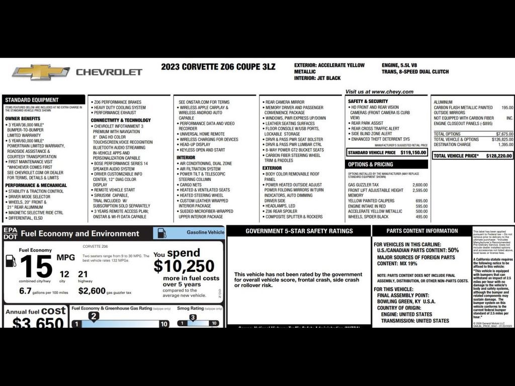 Used 2023 Chevrolet Corvette Z06 w/ Engine Appearance Package image 3