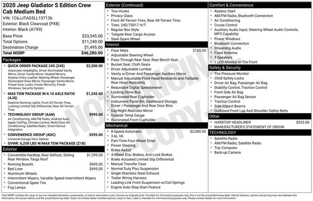 Used 2020 Jeep Gladiator Sport w/ Quick Order Package 24S image 34