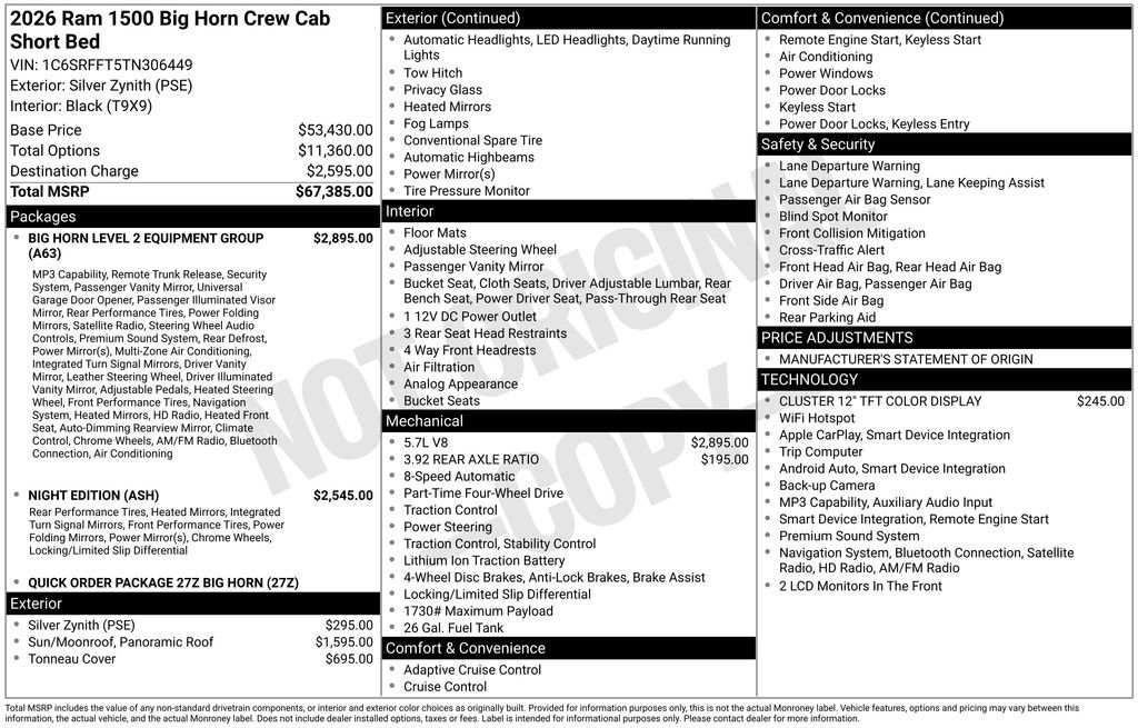 New 2026 RAM 1500 Big Horn AWD/4WD image 3