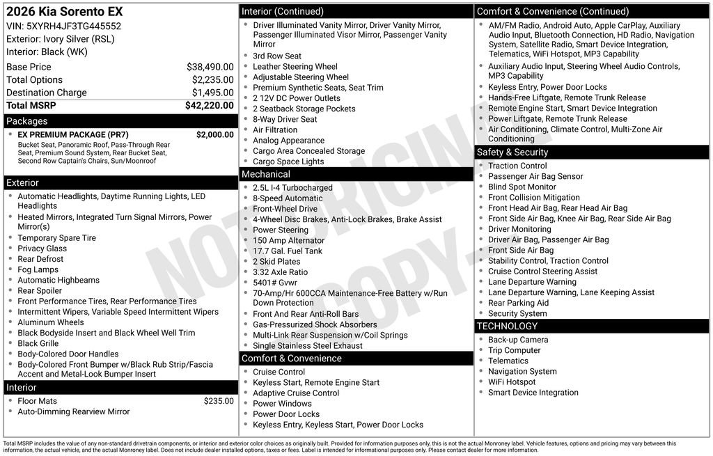 New 2026 Kia Sorento EX w/ EX Premium Package FWD image 6