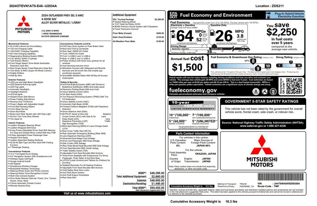 Used 2024 Mitsubishi Outlander SEL AWD/4WD image 2