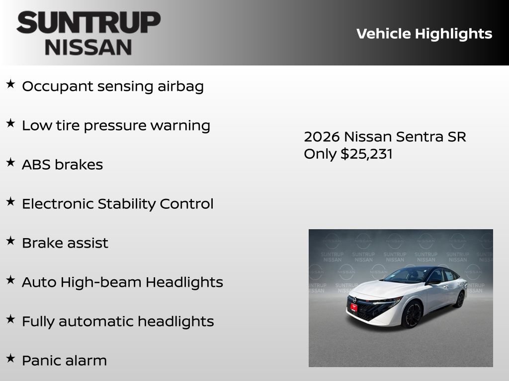 New 2026 Nissan Sentra SR w/ Floor Mat Package FWD image 23