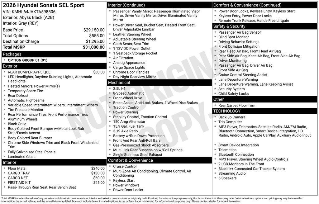 New 2026 Hyundai Sonata SEL FWD image 39