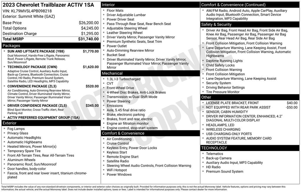 Used 2023 Chevrolet TrailBlazer ACTIV w/ Sun and Liftgate Package FWD image 37