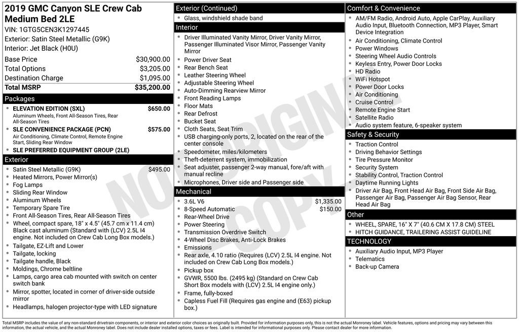 Used 2019 GMC Canyon SLE w/ Elevation Edition image 2