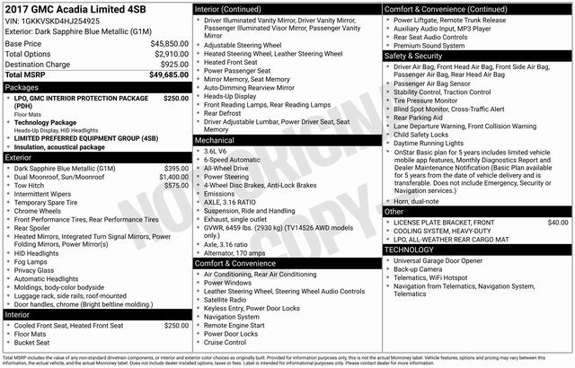 Used 2017 GMC Acadia Limited SLT