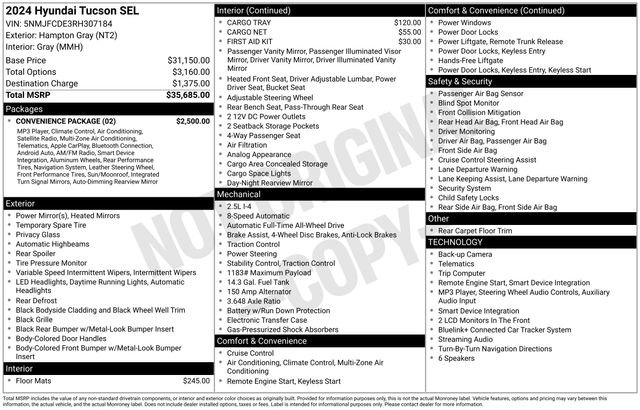 Used 2024 Hyundai Tucson SEL w/ Convenience Package AWD/4WD image 7