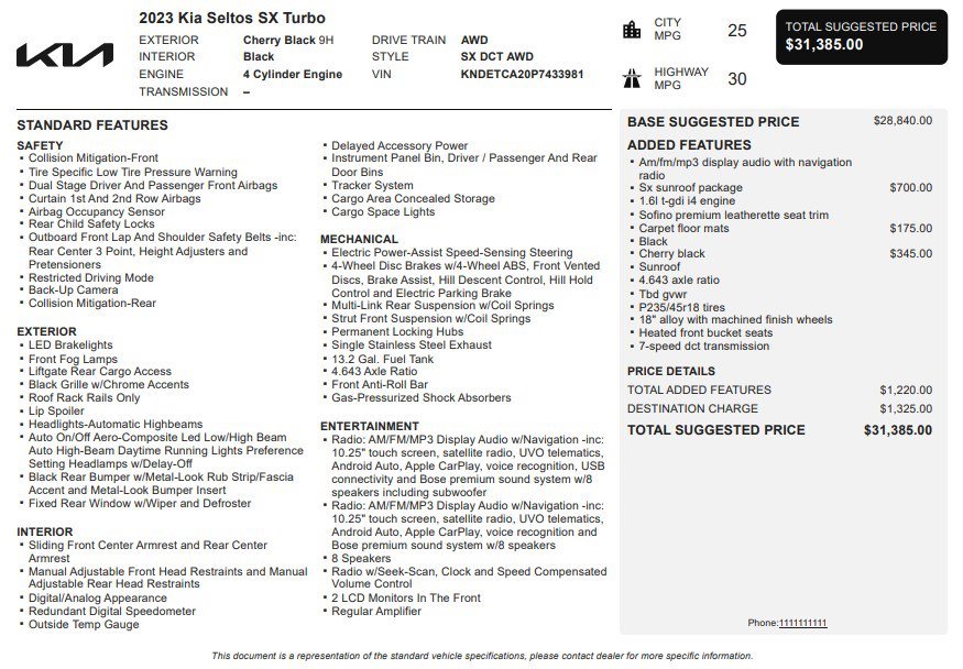 Used 2023 Kia Seltos SX w/ SX Sunroof Package image 34