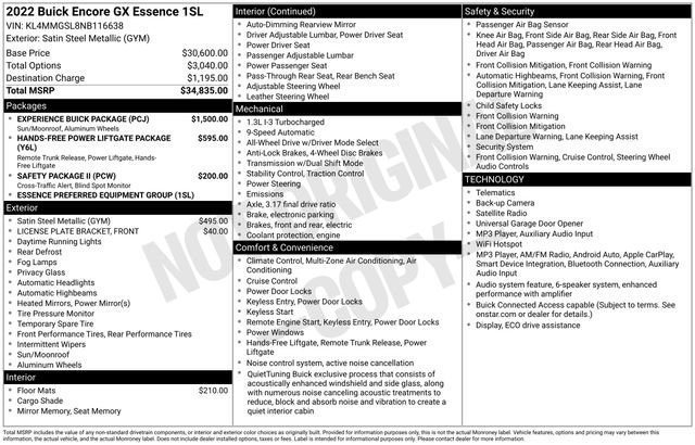 Used 2022 Buick Encore GX Essence w/ Experience Buick Package AWD/4WD image 20
