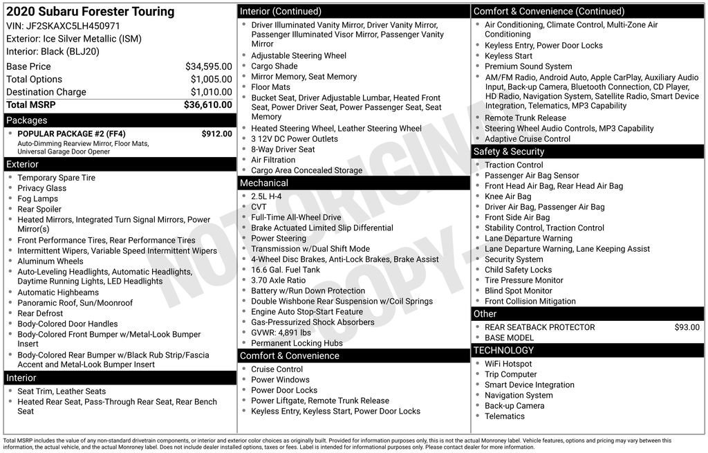 Used 2020 Subaru Forester Touring w/ Popular Package #2 image 30