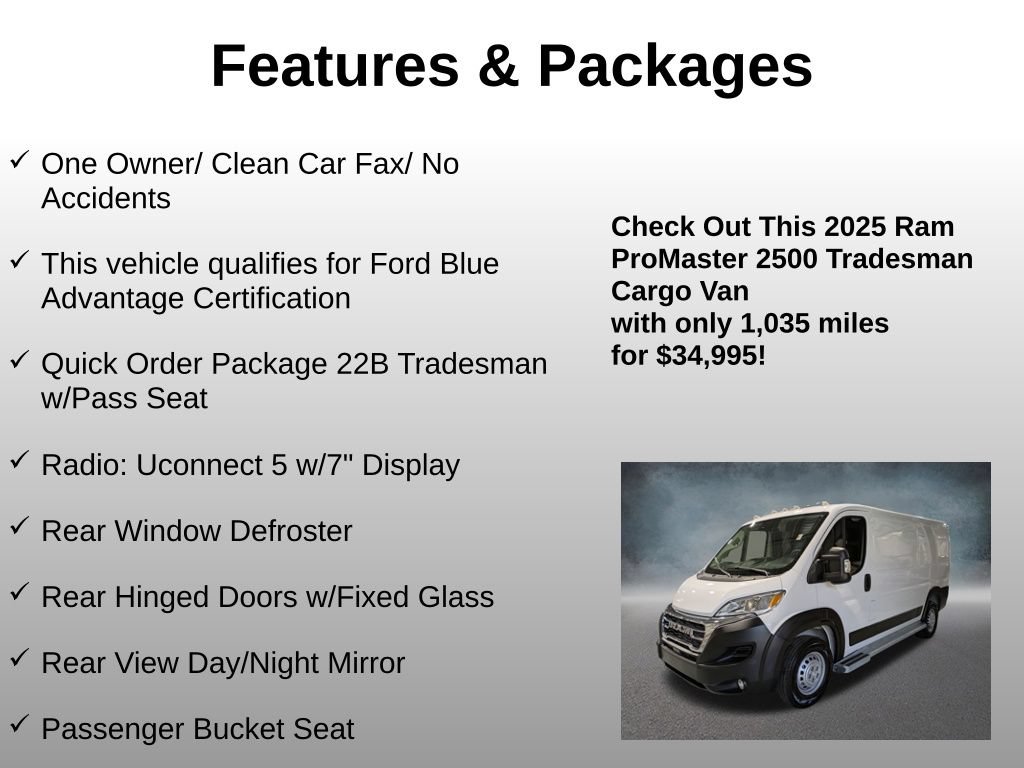 Used 2025 RAM ProMaster 2500 w/ U-Haul Equipment Group FWD image 4
