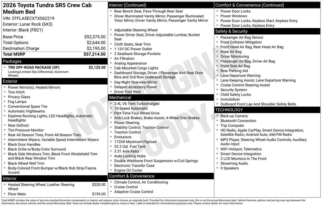 New 2026 Toyota Tundra SR5 w/ TRD Off-Road Package AWD/4WD image 4